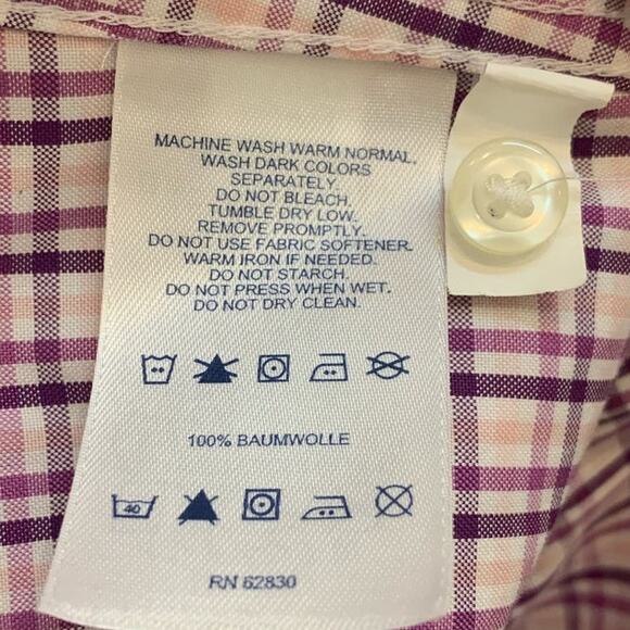 Lands' End Button Up Shirt 16P Purple Plaid Womens Oxford Short Sleeve Summer - Picture 9 of 9